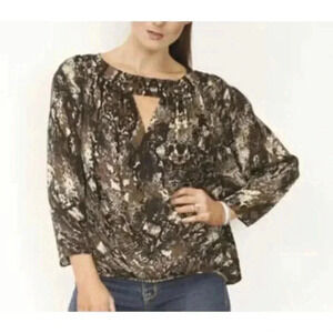 Parker PYTHON Silk Faux Wrap Top Blouse XS NEW.  332